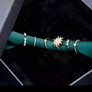 NEW 6 Gold & Diamond‎ Starburst Stacking Midi Ring